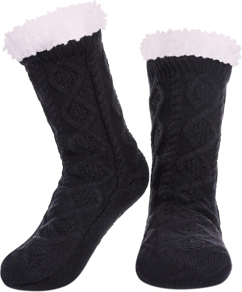 LINEMIN Womens Slipper Socks Winter Warm Fleece Lined Socks Cozy Soft Thick Fuzzy Non Slip Indoor Christmas Socks - Image 1